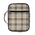 Beige Tartan Pattern Print Front Pocket Bible Bag