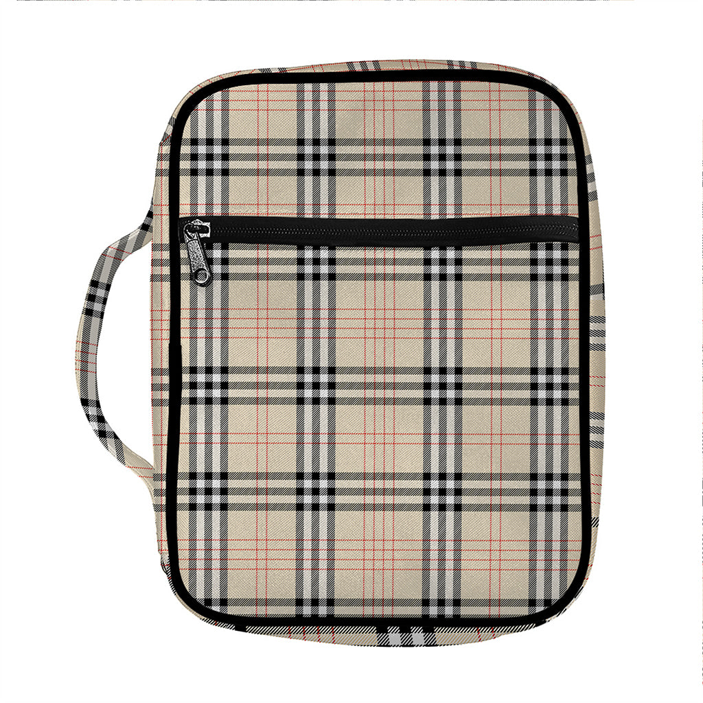 Beige Tartan Pattern Print Front Pocket Bible Bag
