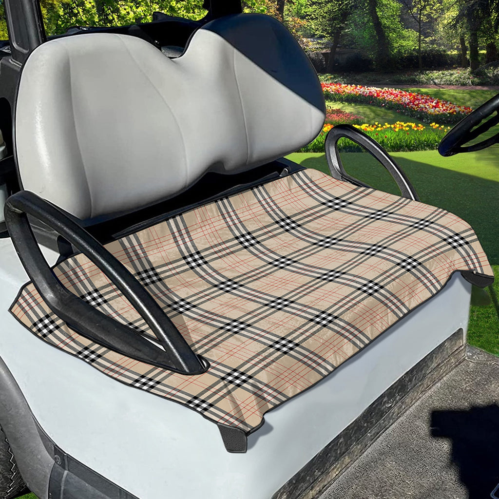 Beige Tartan Pattern Print Golf Cart Seat Cover