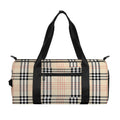 Beige Tartan Pattern Print Gym Bag