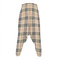Beige Tartan Pattern Print Hammer Pants