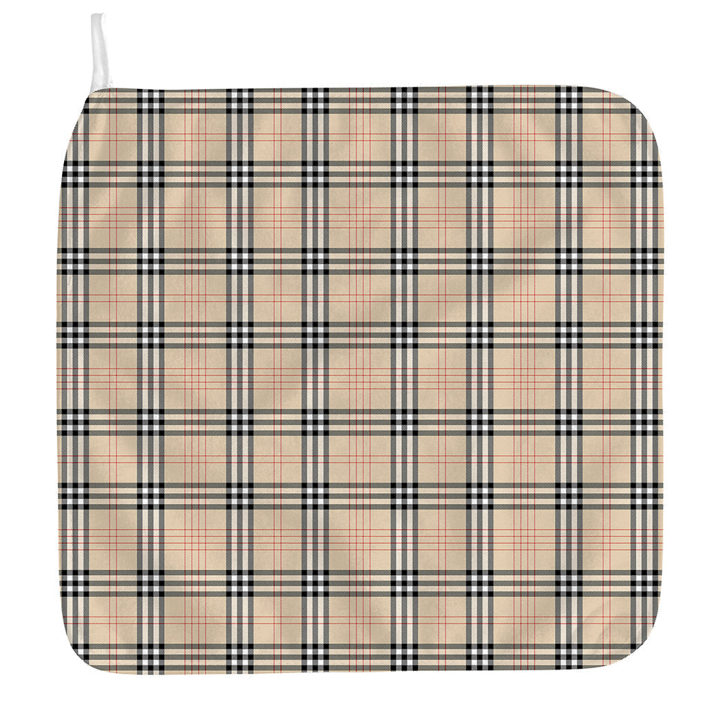 Beige Tartan Pattern Print Hand Towel