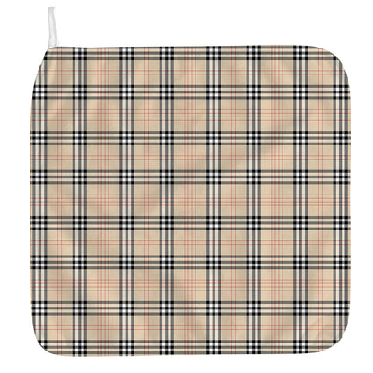 Beige Tartan Pattern Print Hand Towel