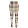 Beige Tartan Pattern Print High-Waisted Pocket Leggings