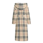Beige Tartan Pattern Print Hooded Bathrobe