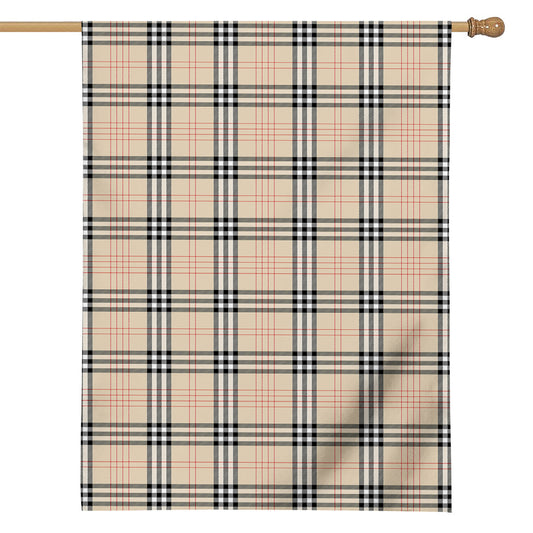 Beige Tartan Pattern Print House Flag