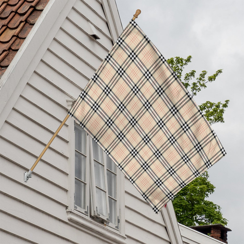 Beige Tartan Pattern Print House Flag