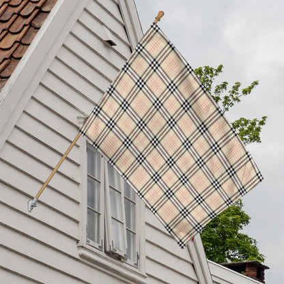 Beige Tartan Pattern Print House Flag