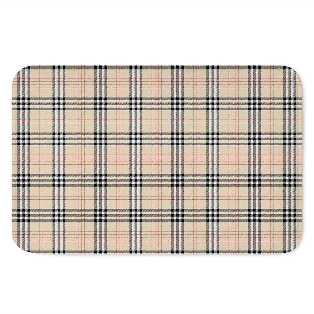 Beige Tartan Pattern Print Indoor Door Mat