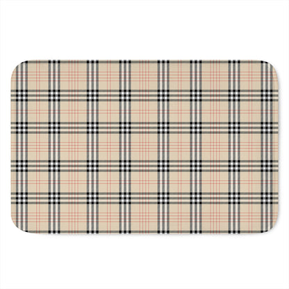 Beige Tartan Pattern Print Indoor Door Mat