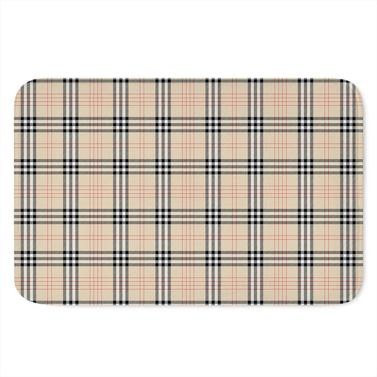 Beige Tartan Pattern Print Indoor Door Mat