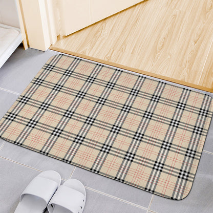 Beige Tartan Pattern Print Indoor Door Mat