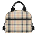 Beige Tartan Pattern Print Insulated Lunch Bag