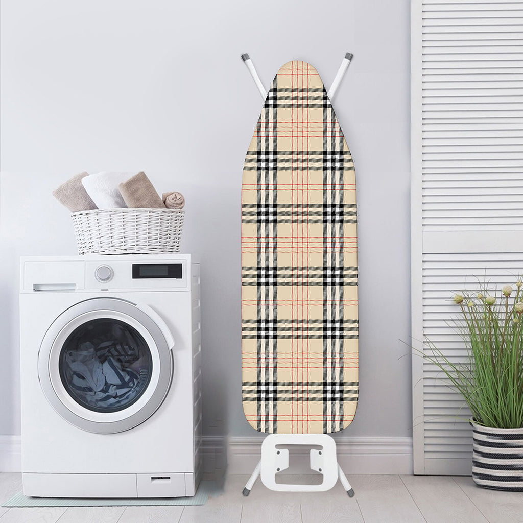 Beige Tartan Pattern Print Ironing Board Cover