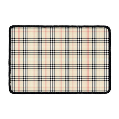 Beige Tartan Pattern Print Kitchen Mat