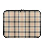 Beige Tartan Pattern Print Laptop Sleeve