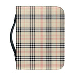 Beige Tartan Pattern Print Leather Bible Cover