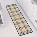 Beige Tartan Pattern Print Long Kitchen Mat