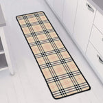 Beige Tartan Pattern Print Long Kitchen Mat