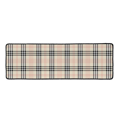 Beige Tartan Pattern Print Long Kitchen Mat