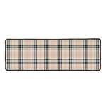 Beige Tartan Pattern Print Long Kitchen Mat