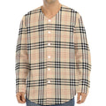 Beige Tartan Pattern Print Long Sleeve Baseball Jersey