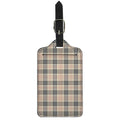 Beige Tartan Pattern Print Luggage Tag