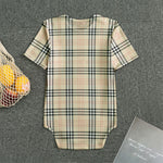 Beige Tartan Pattern Print Men's Bodysuit