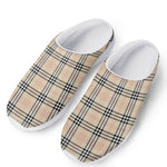 Beige Tartan Pattern Print Mesh Casual Shoes