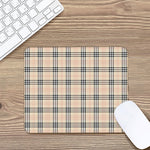 Beige Tartan Pattern Print Mouse Pad