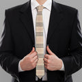Beige Tartan Pattern Print Necktie