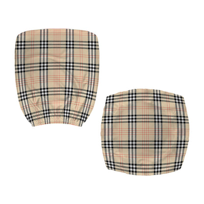 Beige Tartan Pattern Print Office Chair Cover
