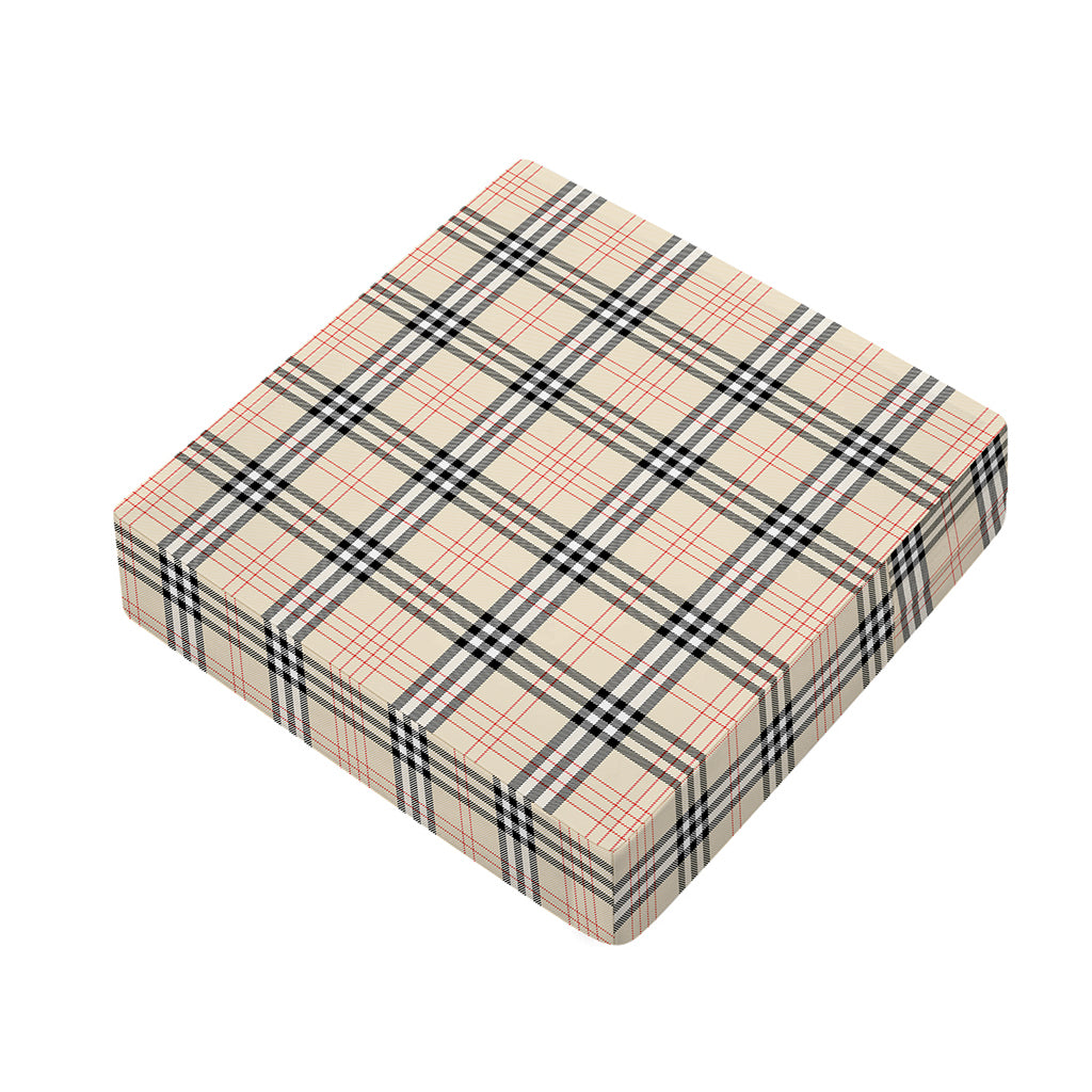 Beige Tartan Pattern Print Outdoor Seat Cushion Cover