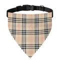 Beige Tartan Pattern Print Over The Collar Dog Bandana