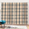 Beige Tartan Pattern Print Pencil Pleat Curtains