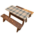 Beige Tartan Pattern Print Picnic Table Cover