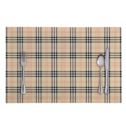 Beige Tartan Pattern Print Placemat