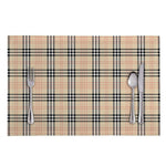 Beige Tartan Pattern Print Placemat