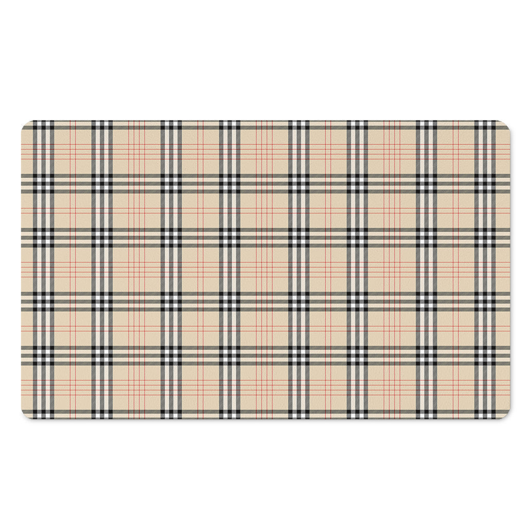 Beige Tartan Pattern Print Polyester Doormat