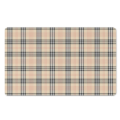 Beige Tartan Pattern Print Polyester Doormat
