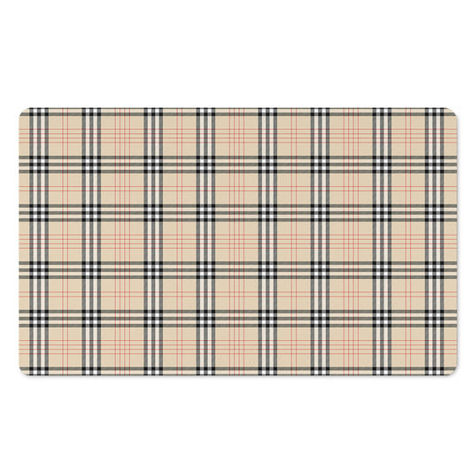 Beige Tartan Pattern Print Polyester Doormat