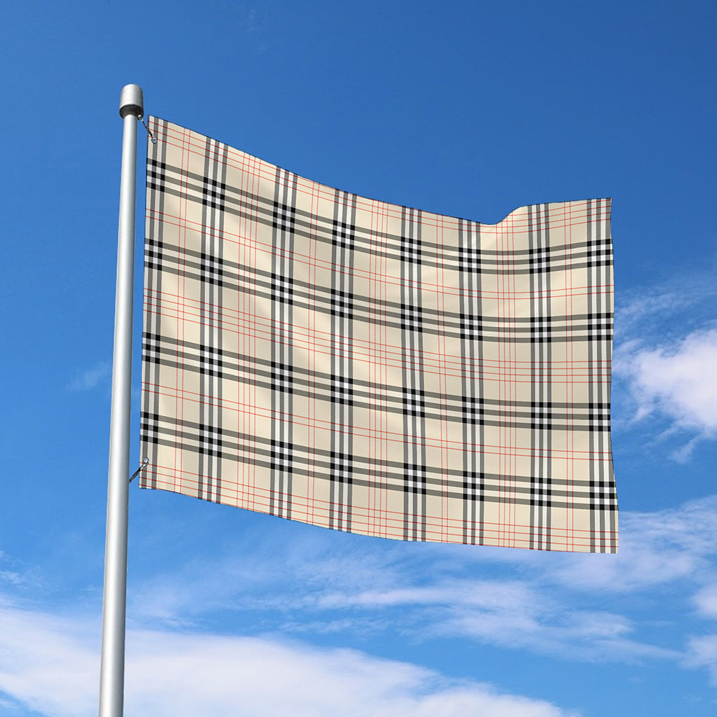 Beige Tartan Pattern Print Polyester Flag