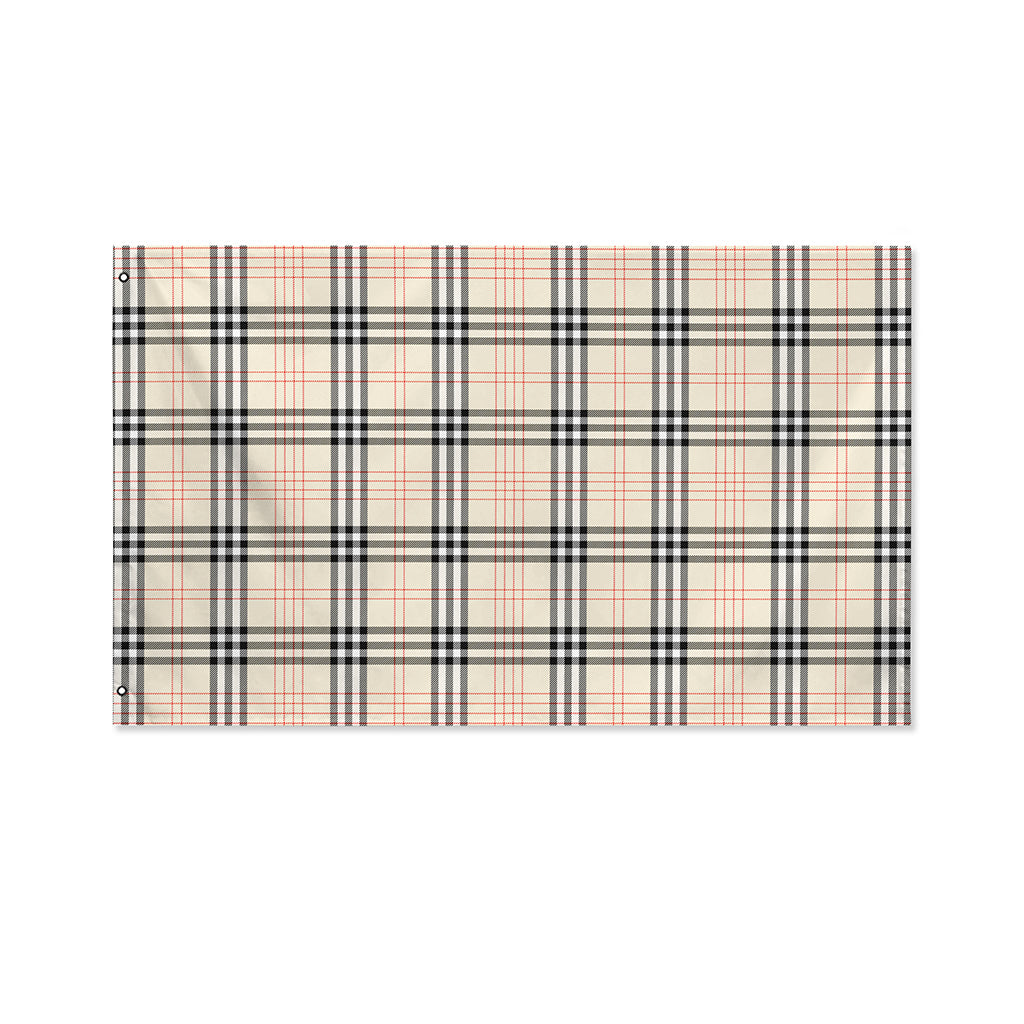 Beige Tartan Pattern Print Polyester Flag