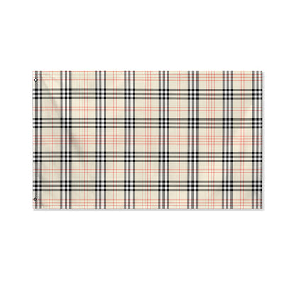 Beige Tartan Pattern Print Polyester Flag