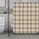 Beige Tartan Pattern Print Polyester Shower Curtain