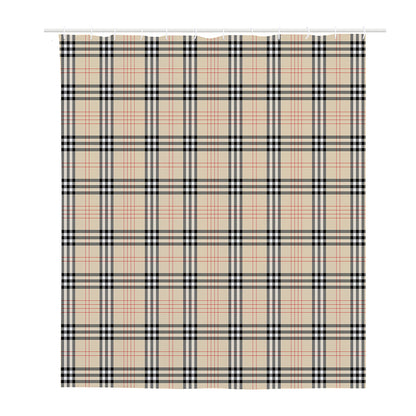 Beige Tartan Pattern Print Polyester Shower Curtain
