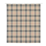 Beige Tartan Pattern Print Polyester Shower Curtain
