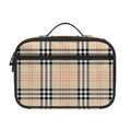 Beige Tartan Pattern Print Portable Lunch Bag