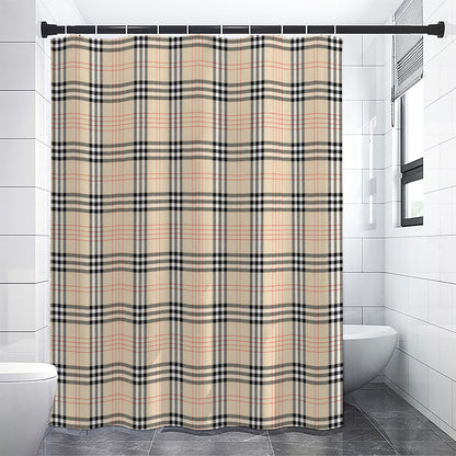 Beige Tartan Pattern Print Premium Shower Curtain