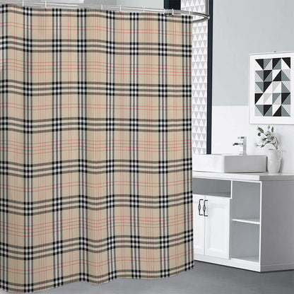 Beige Tartan Pattern Print Premium Shower Curtain